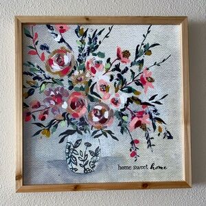 Francesca’s Home Sweet Home Floral Canvas • Primitives by Kathy Box Sign 🌸💐